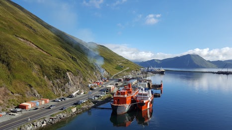 The view from our ship, the Celebrity Millenium, of Dutch Harbor, Alaska&#3