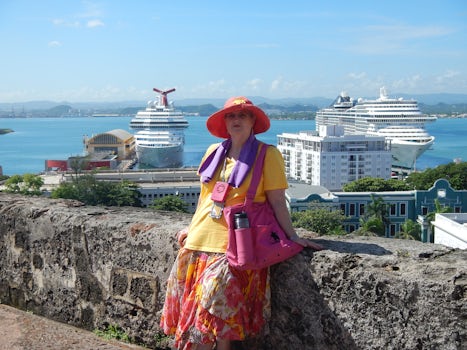 At the top of Castillo San Cristóbal, you can easily spot the ships in port