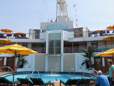 Carnival Sunshine's Serenity Pool, Waterfall, Hot tub & Lounge area is