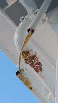 What you see when you sit on the deck. Exposed cables and rust.
