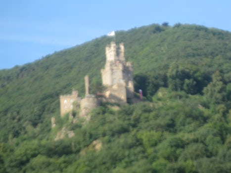 One of the many castles visible from the ship while sailing through the Mid