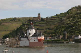 Floating down the Rhine we passed many interesting sights, like this fortre