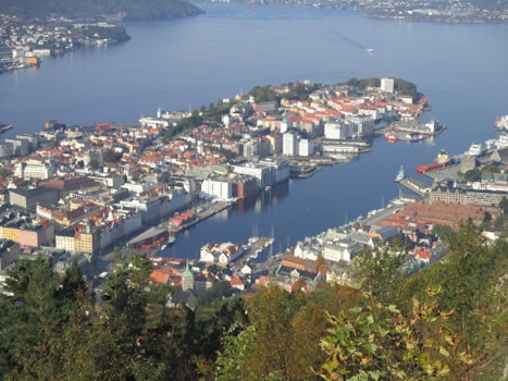 View of Bergen, Norway from mountain top