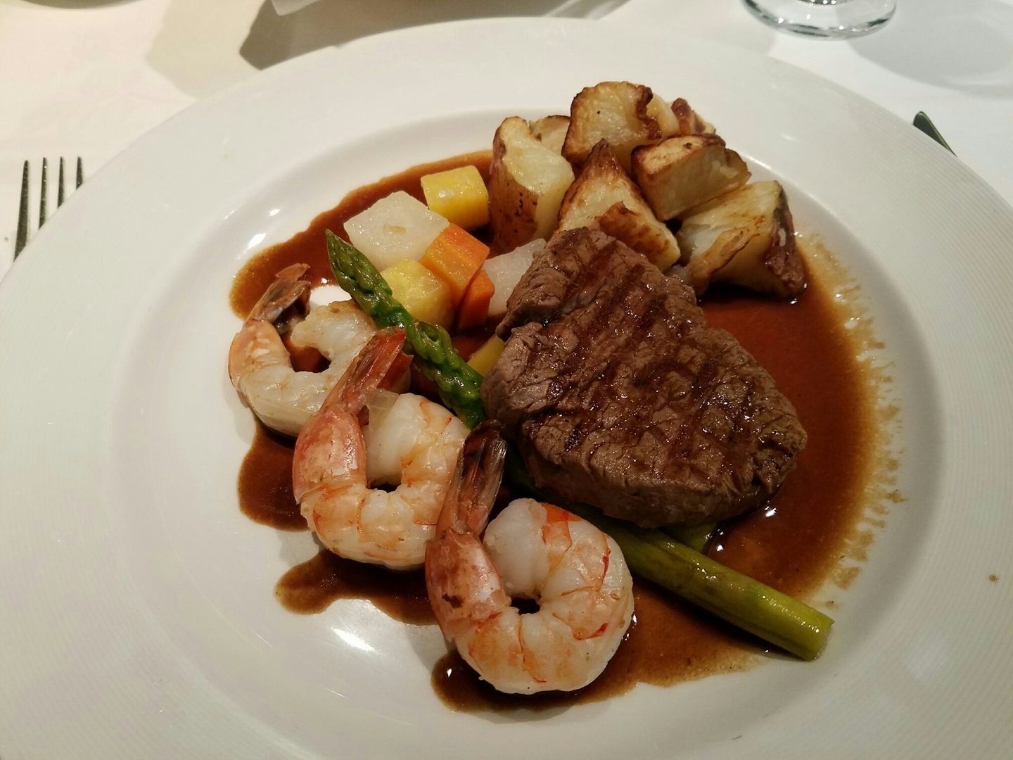 Royal Princess Oct 24, 2016.  Traditional dining.  Surf & Turf. Delicious!