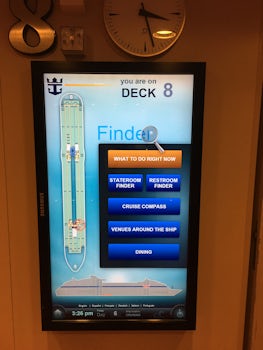 Touch Screen interactive device to find activities, cabin, restrooms, etc.