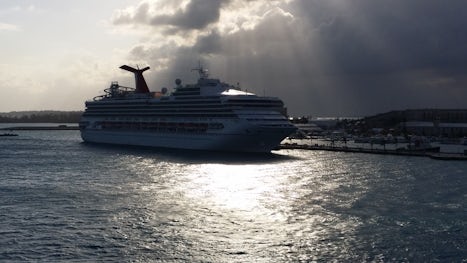 Pulling into port, Carnival ship