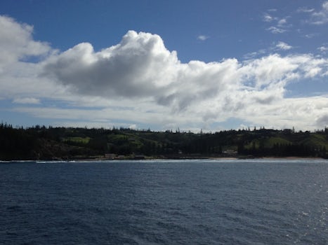 View of Norfolk Island from the ship. This is as close as we got.