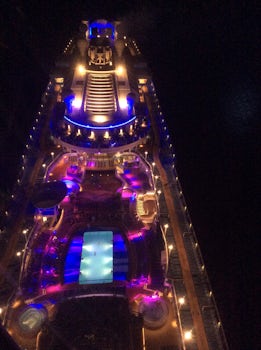 This is the ship at night from the top.