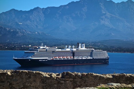 Holland America's Oosterdam at anchor in Calvi, Corsica.