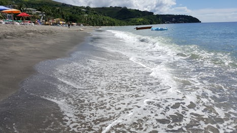 Black sand beach of Dominica, minimal hassle by vendors.
