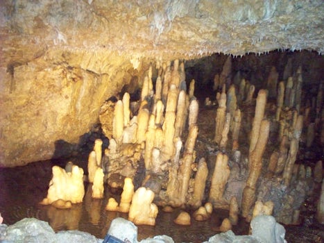 Harrison's Cave on Barbados. You drive through the cave on a Disneyland