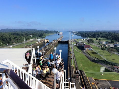 Norwegian Pearl going through the Panama Canal.