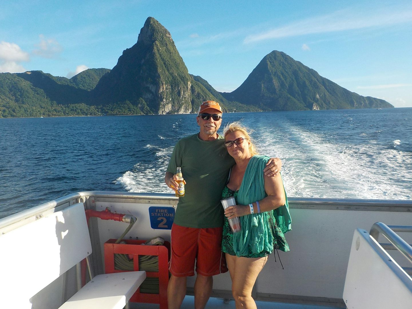 After snorkeling under the Pitons, heading back to the ship.