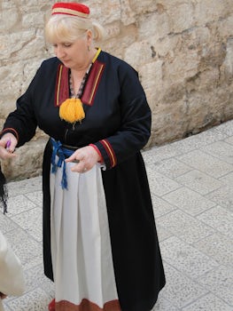 Local resident in native garb on Palm Sunday in Croatia