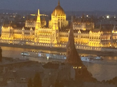The Parliament building in Budapest, taken from the Buda side of the Danube