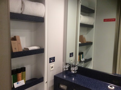 Bathroom showing the toiletries, towels that are changed every day etc