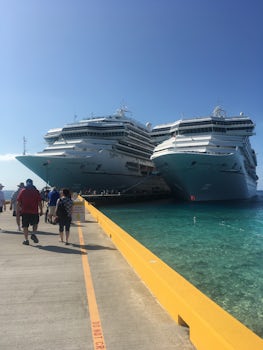 Carnival Sunshine with the Carnival Glory side by side in Grand Turk