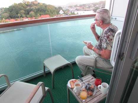 brekkie on balcony coming into St Lucia