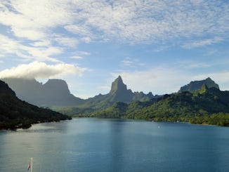Approaching the beautiful island of Moorea in French Polynesia.