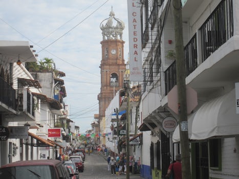Puerto Vallarta Cathedral & street scee