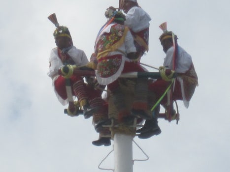 Maypole twirling acrobats on the Malecon - Puerto Vallarta
