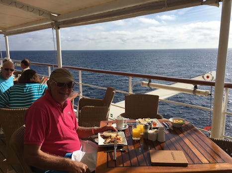 Breakfast on the deck while cruising