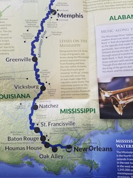 Cruise Map. We recommend going down river from Memphis to New Orleans.