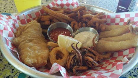 Fried Seafood platter from Seafood shack on board $