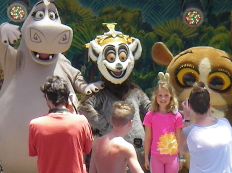My granddaughter with some of the Madagascar animals.
