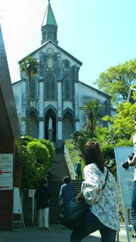 Historic Catholic Church in Nagasaki.   Long hike up the hill, but worth it