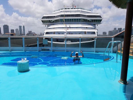 My husband in the Havana Pool on embarkation day