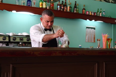 Bar tender in Havana.  I purchased a mojito for $2.50 here.