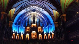 Notre Dame Basilica evening Aura Laser Light show