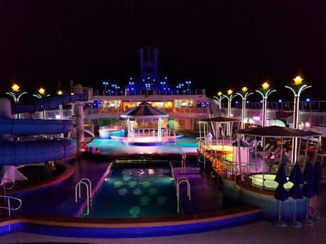 Night view on top deck.