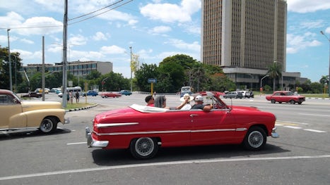 Some people chose an old convertible for their shore excursion in Havana