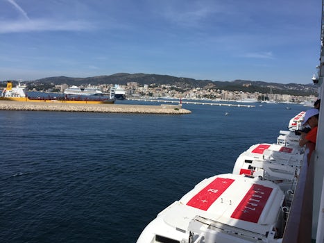 Arriving at Palma, view from cabin balcony