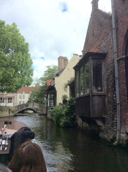 On canal cruise in Bruges.