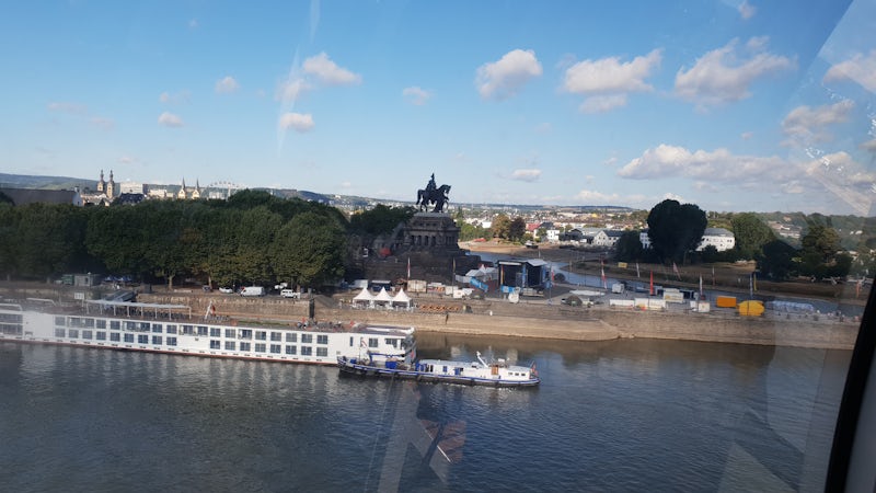 View of Felicity from the cable car to Ehrenbreitstein Fortress at Koblenz,
