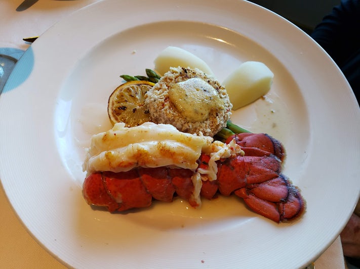 Broiled Lobster Tail with Louisiana-Style Crab Cake (formal night, MDR)
