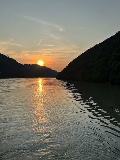 Sunset Sailing between Passau and Melk. 