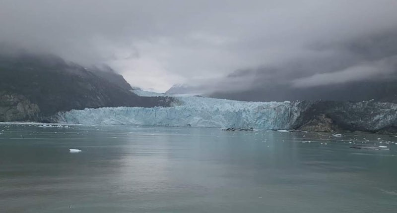 The Margerie Glacier in Glacier Bay, Alaska from our balcony.