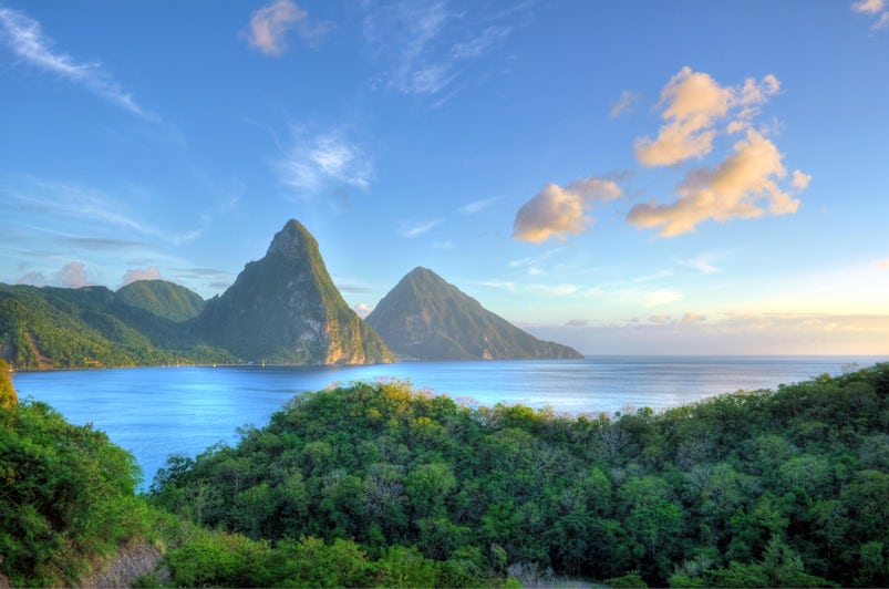 View of St. Lucia's iconic Gros Piton in the Caribbean