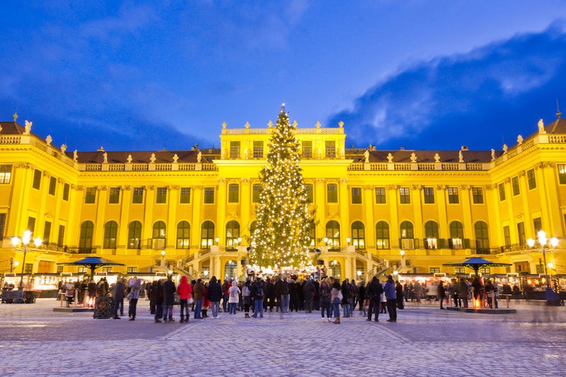 A Christmas tree in front of the Schonbrunn Palace Vienna Austria