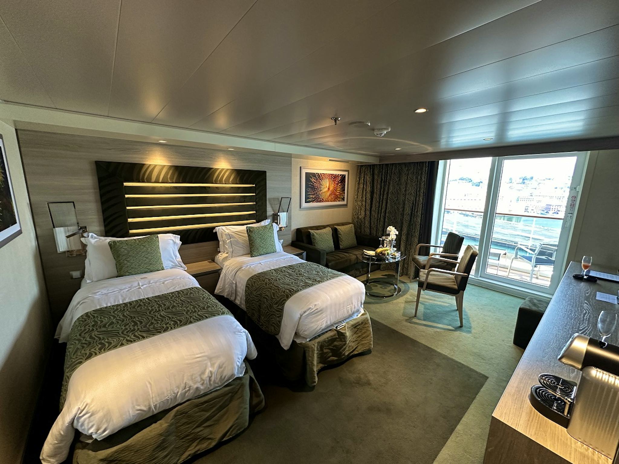 Elegant cruise ship stateroom interior