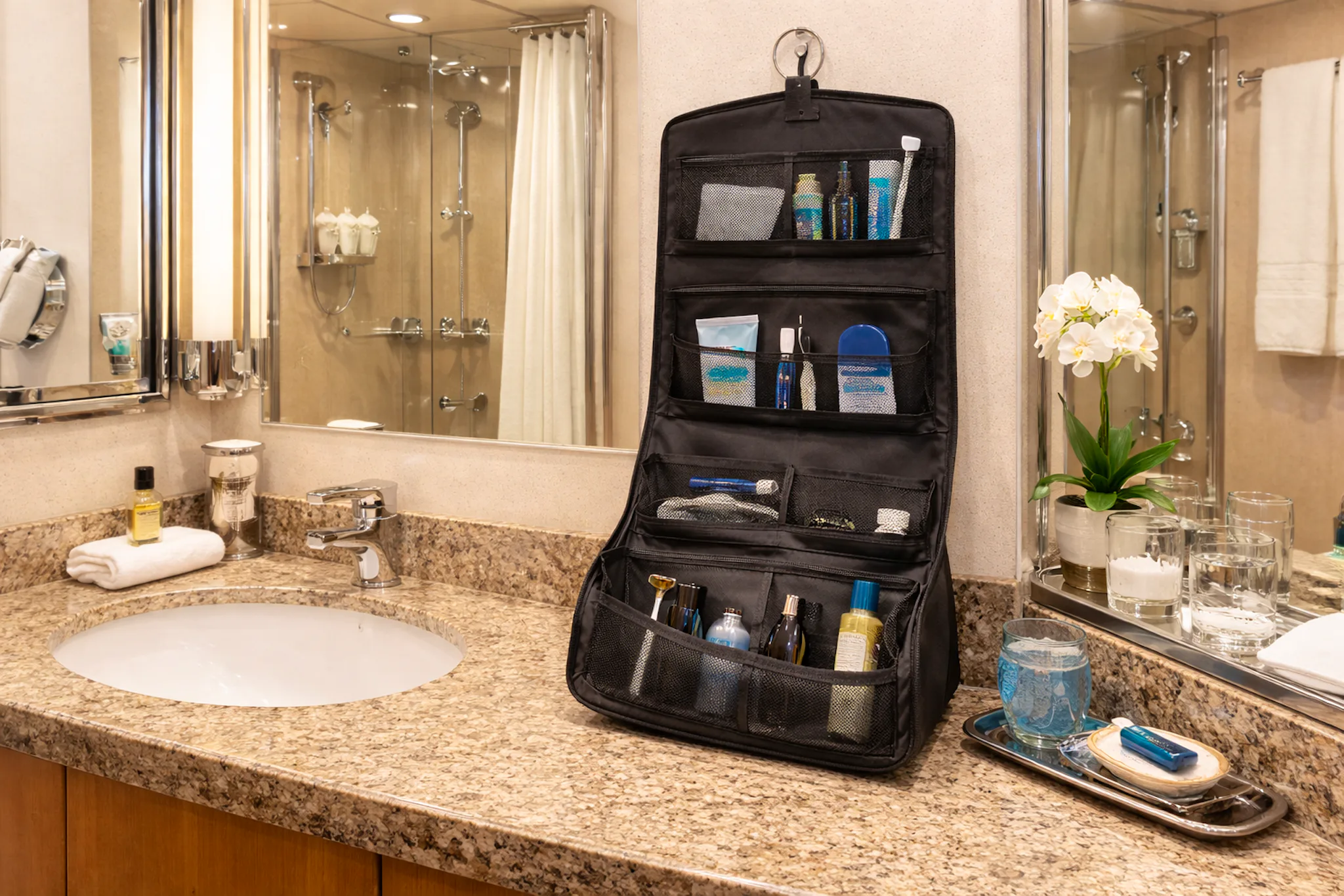 best travel toiletry bag for cruise The Black from Amazon large travel bag toiletry organizer case has a 4 main compartments to fit all your travel toiletries containers Cruise Packing Essentials: Hanging Toiletry