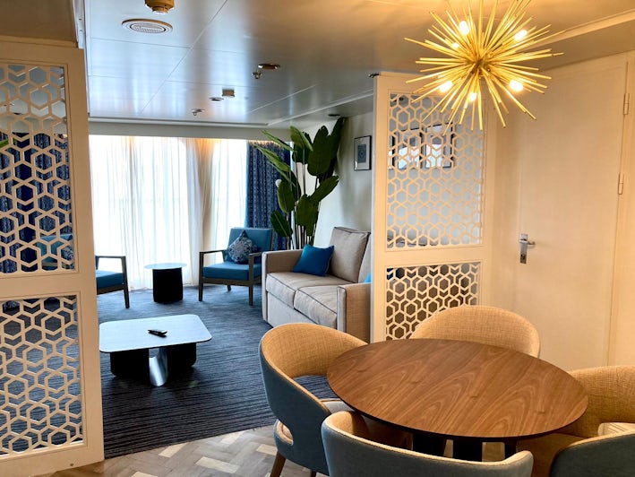 One of the new suite concepts on Marella Voyager, the Santorini Suite (Photo: Sara Macefield)