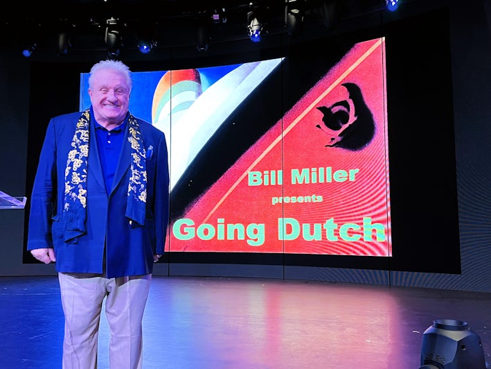 Bill Miller author, historian, lecturer onboard Rotterdam (Photo: Harriet Baskas)