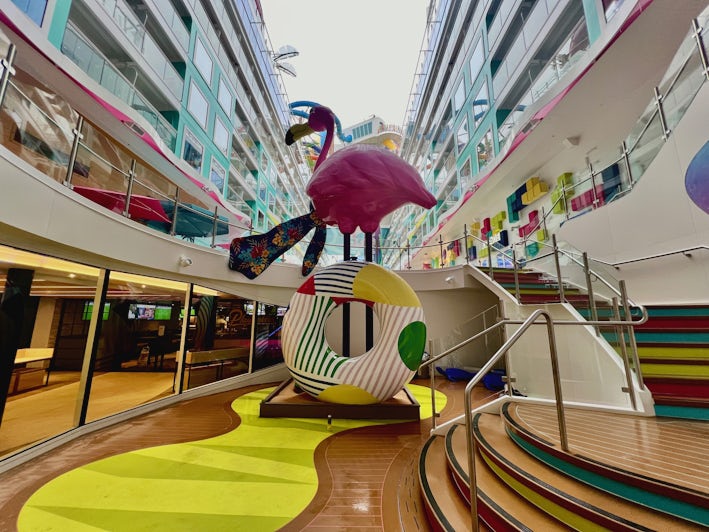 Flamingo statue at Surfside on Icon of the Seas (Photo: Chris Gray Faust)