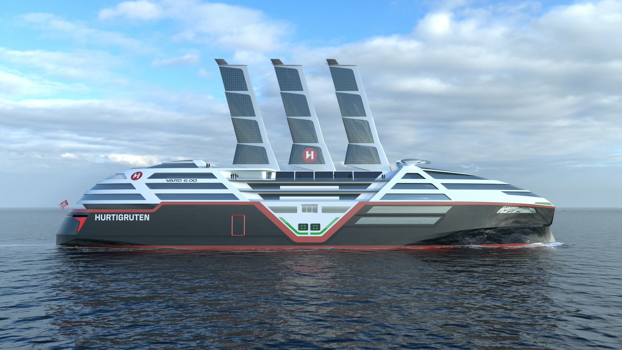 El concepto de barco ecológico "Sea Zero" de Hurtigruten podría ser una realidad a corto plazo (Render: Hurtigruten)