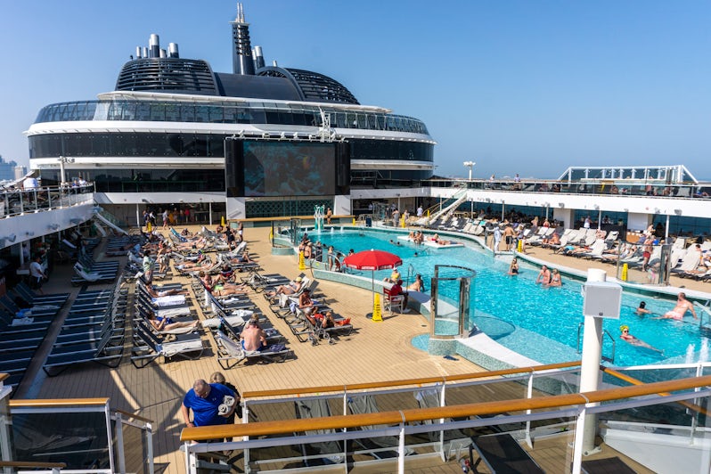 Pool deck aboard MSC World Europa (Photo: Aaron Saunders)